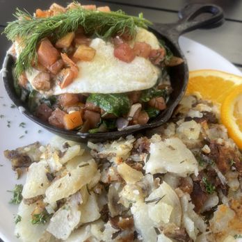 Plums Cafe - Shirred Eggs - Breakfast & Brunch Near Me - Costa Mesa, California