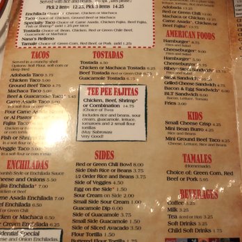 Tee Pee Mexican Food - menu - Mexican Near Me - Phoenix, Arizona Tee Pee Mexican Food - menu - Mexican Near Me - Phoenix, Arizona