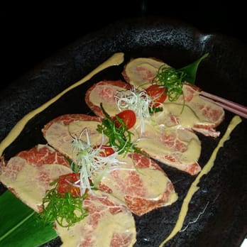 Kinjiro - Waygu Beef Carrpaccio $18.00 - raw, thinly sliced - so good! - Izakaya Near Me - Los Angeles, California Kinjiro - Waygu Beef Carrpaccio $18.00 - raw, thinly sliced - so good! - Izakaya Near Me - Los Angeles, California