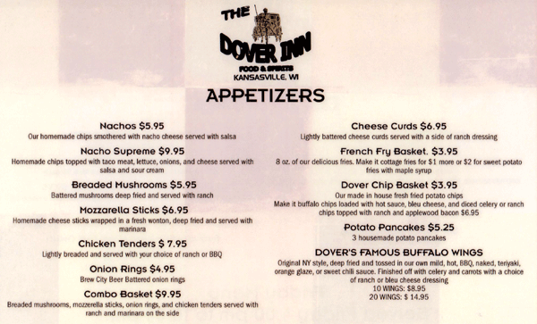 Menu photo 4 The Dover Inn Kansasville, WI Menu photo 4 The Dover Inn Kansasville, WI