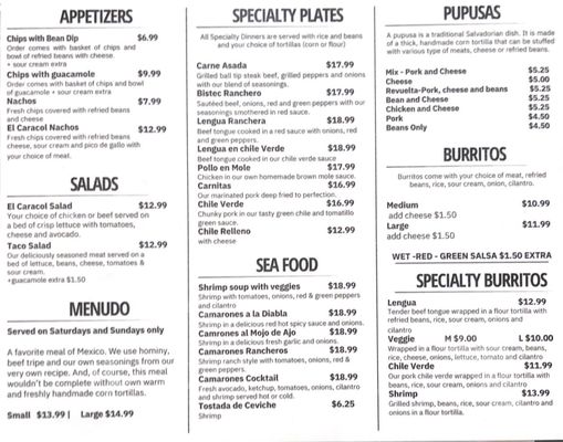 Menu photo 5 El Caracol Mexican Restaurant Vacaville, CA Menu photo 5 El Caracol Mexican Restaurant Vacaville, CA