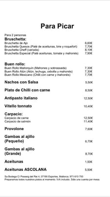 Menu photo 3 Sa Bodega d'en Rino Esporles, PM Menu photo 3 Sa Bodega d'en Rino Esporles, PM