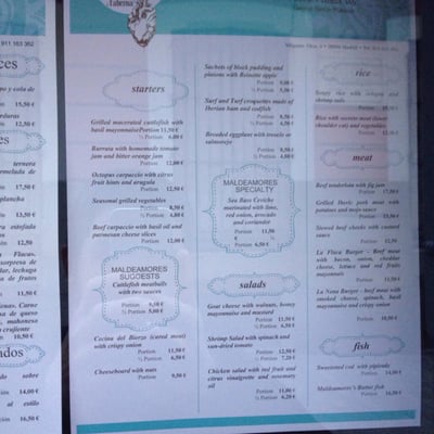 Menu photo 4 Mal de Amores Madrid, M