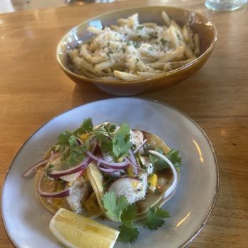 Pono Pacific Kitchen - Mahi tacos and truffle fries. - Seafood Near Me - Grover Beach, California Pono Pacific Kitchen - Mahi tacos and truffle fries. - Seafood Near Me - Grover Beach, California