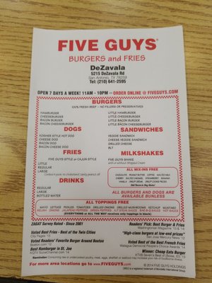 Menu photo 3 Five Guys San Antonio, TX Menu photo 3 Five Guys San Antonio, TX