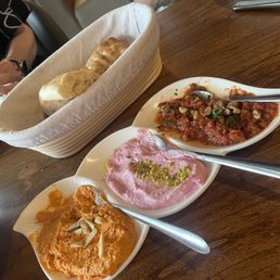Starter Mezze Trio: Whipped Cyprus Feta, Anatolian Eme, Pink Sultan Starter Mezze Trio: Whipped Cyprus Feta, Anatolian Eme, Pink Sultan