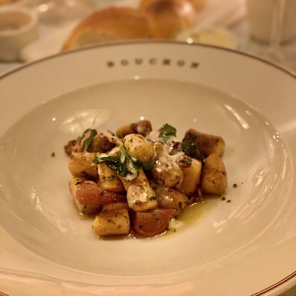Bouchon Bistro - Gnocchi. Unfortunately, came out too salty. First plate I had to send back. - French Near Me - Coral Gables, Florida