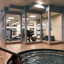The view of the gym from the children's wading pool The view of the gym from the children's wading pool
