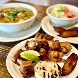 Mi Carreta Restaurant and Bakery - Chicharrón's, tripe soup and lunch salad
