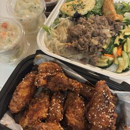 Sweet and Spicy Chicken Wings, Bimbimbap Sweet and Spicy Chicken Wings, Bimbimbap