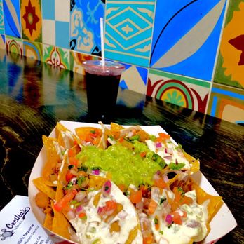 Cecilia's Taqueria - Refreshing Iced Jamaica (Hibiscus tea) but the Vegan Nachos is No Bueno=Not Good, stale chips, fake guac, fake cheese INEDIBLE!! - Mexican Near Me - San Diego, California Cecilia's Taqueria - Refreshing Iced Jamaica (Hibiscus tea) but the Vegan Nachos is No Bueno=Not Good, stale chips, fake guac, fake cheese INEDIBLE!! - Mexican Near Me - San Diego, California