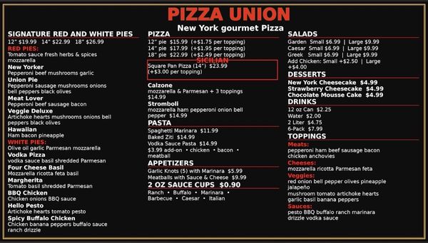 Menu photo 1 Pizza Union San Marcos, CA Menu photo 1 Pizza Union San Marcos, CA