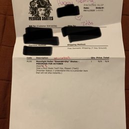 My invoice.. casually switched out the skate size  and note the skate tool.