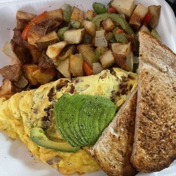 Sunrise Deli - Home fries with a ABC Omelette add avocado and wheat bread - Delis Near Me - Spring Valley, California Sunrise Deli - Home fries with a ABC Omelette add avocado and wheat bread - Delis Near Me - Spring Valley, California