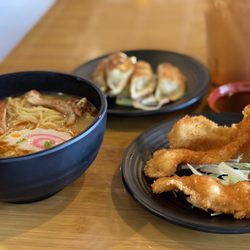 Qinji Hawaiian BBQ & Ramen - Combo with 2 sides: Spicy miso ramen, shrimp Katsu, and gyoza