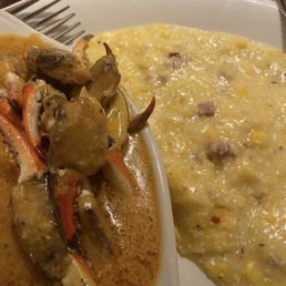 Sautéed Crab Fingers with savory grits Sautéed Crab Fingers with savory grits