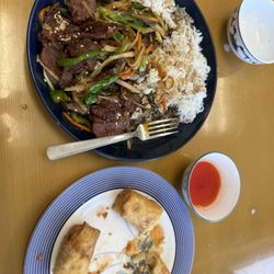 Teriyaki beef  Pork eggeolls