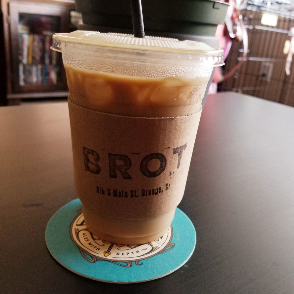 Brot Coffee - Iced vanilla latte with oat milk - Coffee & Tea Near Me - Orange, California