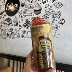 Ellipse Coffee & Crepes - dubai chocolate strawberry cup