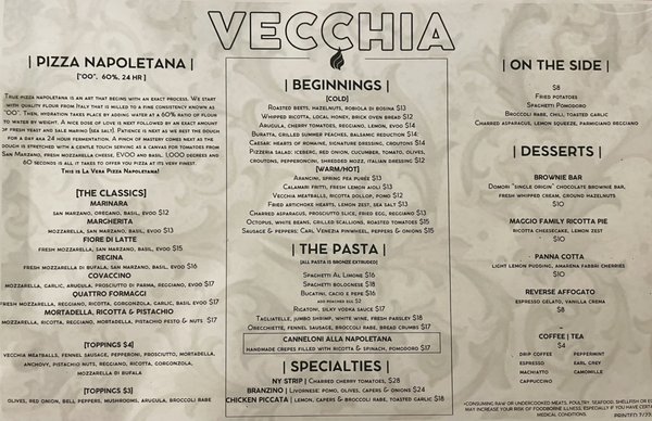 Menu photo 2 Vecchia Nuova Phoenixville, PA