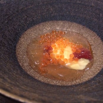 Saison - Trout roe, ember preserved tomato, custard made of fish stock, tomatillo - New American Near Me - San Francisco, California