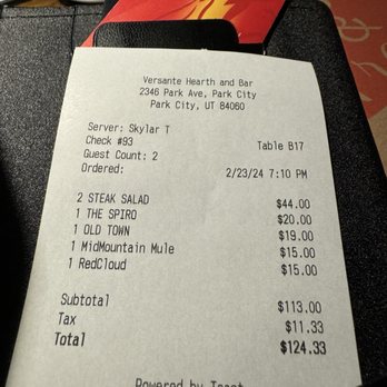 Versante Hearth + Bar - Prices were fair. - Pizza Near Me - Park City, Utah