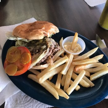 Alamo Bar & Grill - Mushroom Swiss burger basket (with fries) - I already ate half the fries. Delicious burger and fries fried perfectly!! - Bars Near Me - Houston, Texas Alamo Bar & Grill - Mushroom Swiss burger basket (with fries) - I already ate half the fries. Delicious burger and fries fried perfectly!! - Bars Near Me - Houston, Texas
