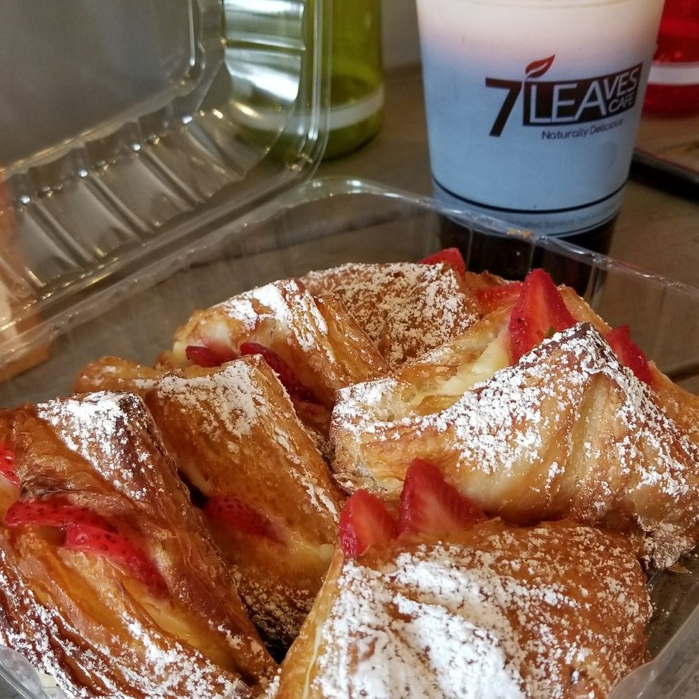 7 Leaves Cafe - Thai Tea and 5 orders of their strawberry croissants - Coffee & Tea Near Me - Cypress, California
