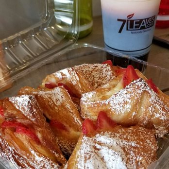 7 Leaves Cafe - Thai Tea and 5 orders of their strawberry croissants - Coffee & Tea Near Me - Cypress, California