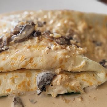 Cozy Crepes Cafe - Chicken marsala crepe - good with their habañero hot sauce - Creperies Near Me - Long Beach, California Cozy Crepes Cafe - Chicken marsala crepe - good with their habañero hot sauce - Creperies Near Me - Long Beach, California