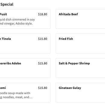 Ruby's Fast Food - Check out their online menu (via Toast) that shows their specials of the day that you can choose from for weekday lunch combos - Filipino Near Me - Chicago, Illinois Ruby's Fast Food - Check out their online menu (via Toast) that shows their specials of the day that you can choose from for weekday lunch combos - Filipino Near Me - Chicago, Illinois
