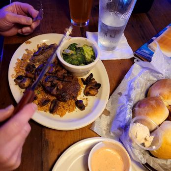 Texas Roadhouse - Madallions sauteed in mushrooms and onions,with rice - Barbeque Near Me - Visalia, California Texas Roadhouse - Madallions sauteed in mushrooms and onions,with rice - Barbeque Near Me - Visalia, California