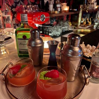 Barlette - a tray of cocktails on a bar counter - Bars Near Me - Brookline, Massachusetts