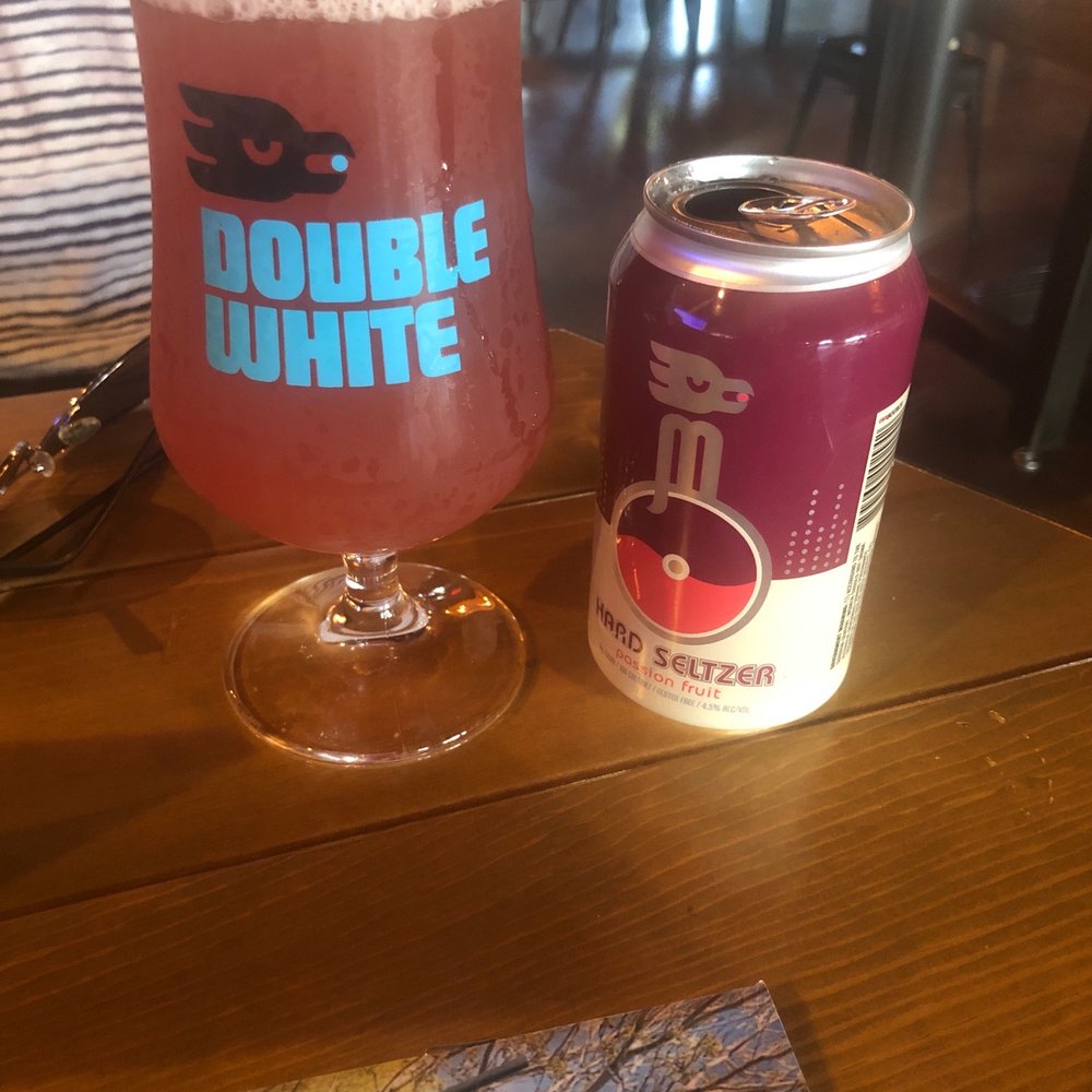 Wheat beer and passion fruit hard seltzer.