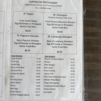 Superstar Restaurant - Menu 3 5/16/25 - Filipino Near Me - San Francisco, California Superstar Restaurant - Menu 3 5/16/25 - Filipino Near Me - San Francisco, California