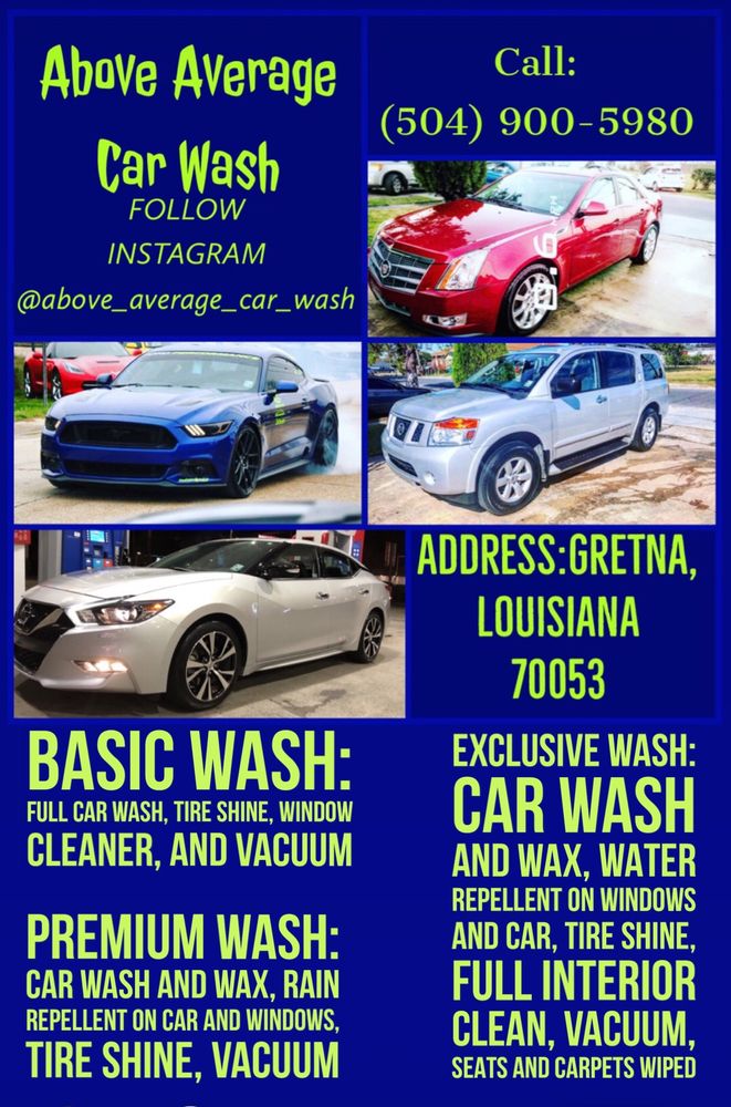 ABOVE AVERAGE CAR WASH Updated August 2024 Gretna, Louisiana Car Wash Phone Number Yelp