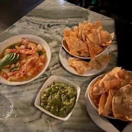 Chips n guac  Shrimp ceviche