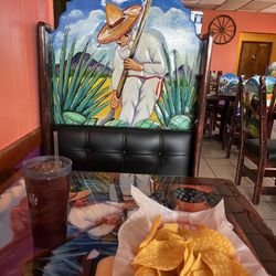 El Ranchero Mexican Restaurant - Chips and salsa and the beautiful artwork