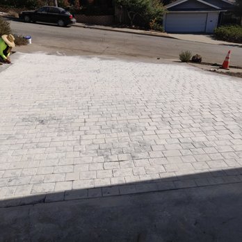 Aztech Concrete Construction - Stamped concrete with  antique release powder on driveway. Antique release color: Proline ADOBE BEIGE - Masonry/Concrete Near Me - Santa Maria, California