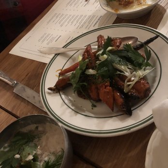 Homer - Top to Bottom: Hummus, Charred Carrots, Lamb Ragu on Tahini - Mediterranean Near Me - Seattle, Washington