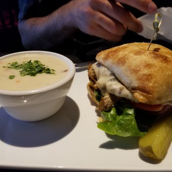 Colton's Social House - Homemade clam chowder & chicken pesto sandwich - New American Near Me - Clovis, California Colton's Social House - Homemade clam chowder & chicken pesto sandwich - New American Near Me - Clovis, California