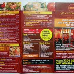 Baan Phraya Thai - Outside page of the take away menu.