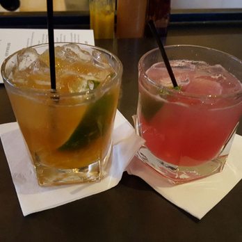 Corto Lima - Tequila smash on left. Prickly pear margarita on right. - Latin American Near Me - Lexington, Kentucky Corto Lima - Tequila smash on left. Prickly pear margarita on right. - Latin American Near Me - Lexington, Kentucky