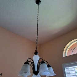 Chandelier installed