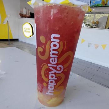 Happy Lemon - C2: Freshly Squeezed Lemon Jasmine Green Tea add Strawberry and Lychee Jelly. - Bubble Tea Near Me - Everett, Washington