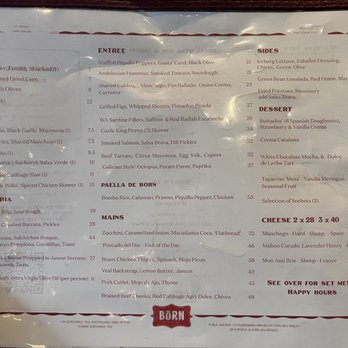 Bōrn by Tapavino - Menú - Spanish Near Me - Barangaroo, NSW