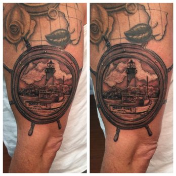 Triton Tattoo - Tattoo of Jupiter lighthouse by Leah Lagalo. - Tattoo Near Me - North Palm Beach, Florida