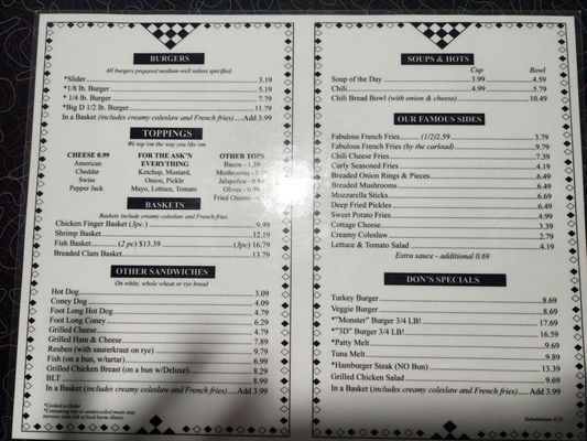 Menu photo 1 Don's Drive In Traverse City, MI