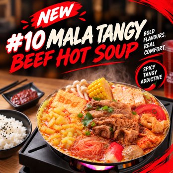 Boiling Point - NEW #10 Mala Tangy Beef Hot Soup!
Tender beef, bold spices, and tangy flavors in every bite. Spicy, tangy, and addictive! - Taiwanese Near Me - Artesia, California Boiling Point - NEW #10 Mala Tangy Beef Hot Soup!
Tender beef, bold spices, and tangy flavors in every bite. Spicy, tangy, and addictive! - Taiwanese Near Me - Artesia, California