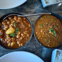 Aashirwad Indian Food and Bar - Aloo choley (left) and Dal Maharani (right)